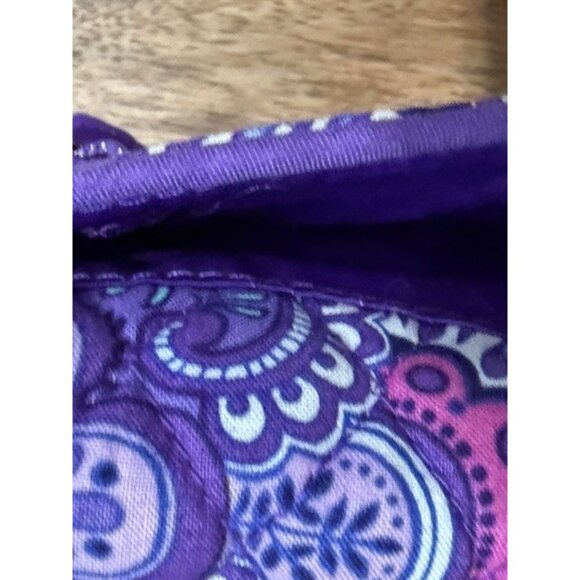 Vera Braldey Trifold Wallet Pocket Coin Case Lilac Tapestry Purple Flap Zipper - Picture 12 of 15